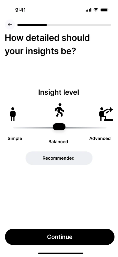 Onboarding: set how detailed your insights should be